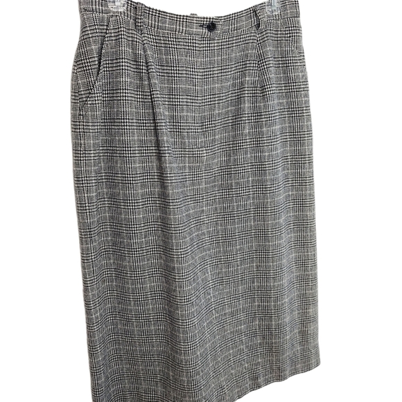 Pendleton 100% Wool Skirt Plaid Gray Black Vintage 12 Lined Pockets Made in USA - Picture 2 of 13